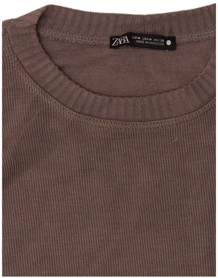 Zara Mujer Top Extragrande Manga Larga UK 44 Marrón Medio