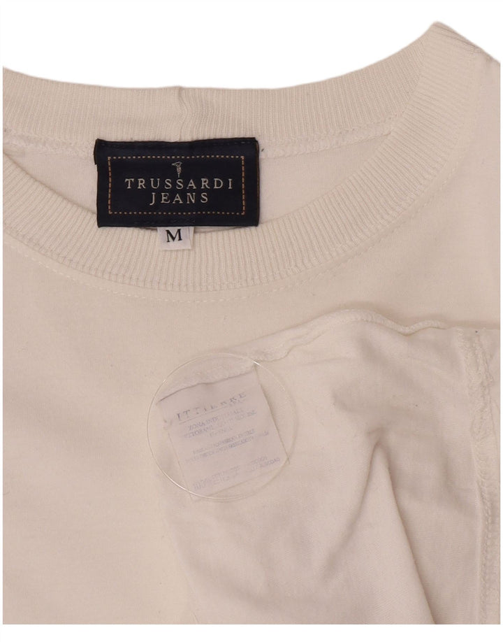 Trussardi Jeans Hombre Camiseta Gráfica Top Medium Blanco Algodón