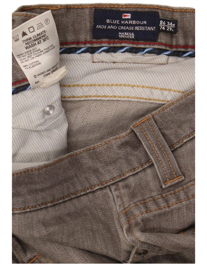 Marks & Spencer Vaqueros rectos azules Harbor para hombre W34 L29 Algodón gris