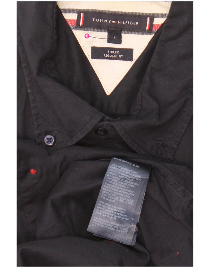 TOMMY HILFIGER Camisa de corte regular para hombre Grande Azul marino Algodón