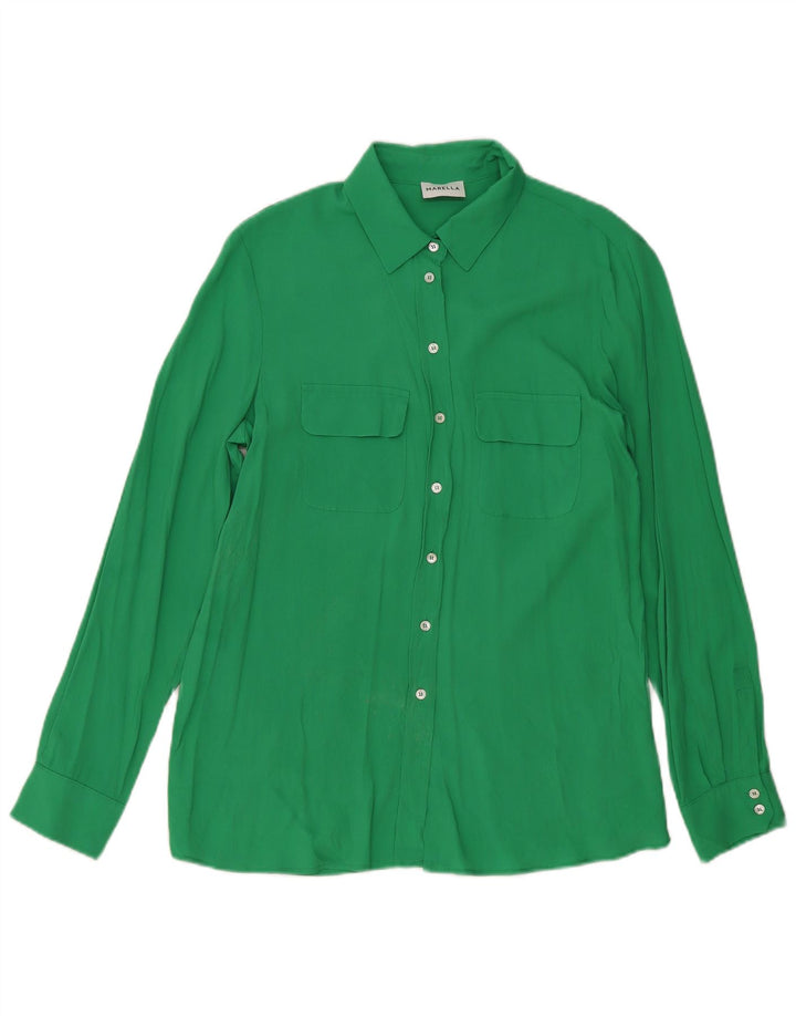 Marella Blusa Camisa Mujer UK 46 Grande Verde