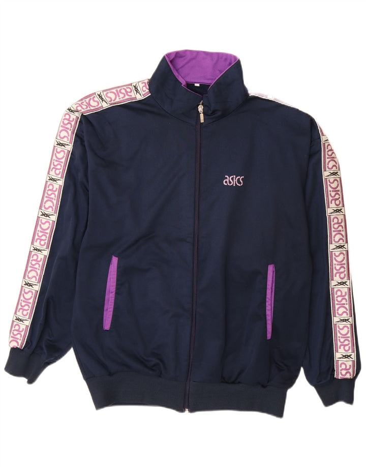 ASICS Chaqueta de chándal con gráfico para hombre, talla grande, color azul marino