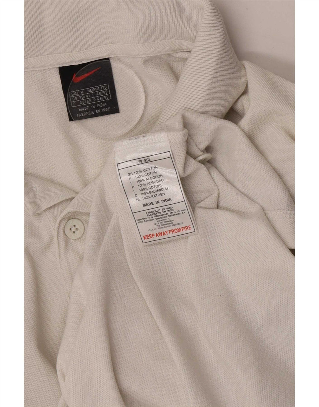 Nike Polo para hombre UK 39/41 Algodón blanco mediano