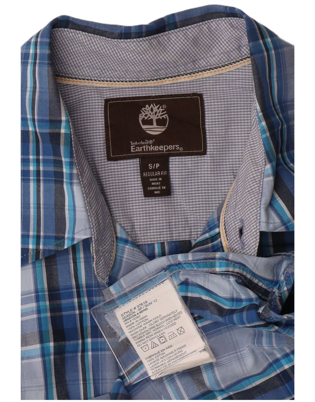Timberland Camisa Regular Fit De Manga Corta Para Hombre Algodón A Cuadros Azul Pequeño