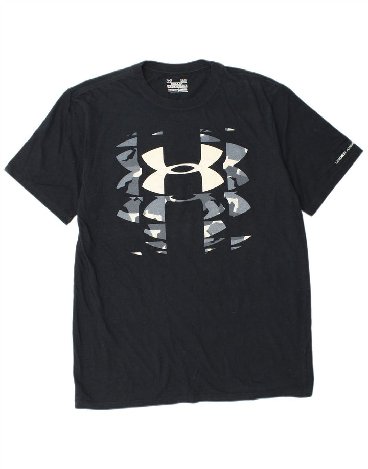 UNDER ARMOUR Camiseta con gráfico regular Heat Gear para hombre Top grande de algodón negro