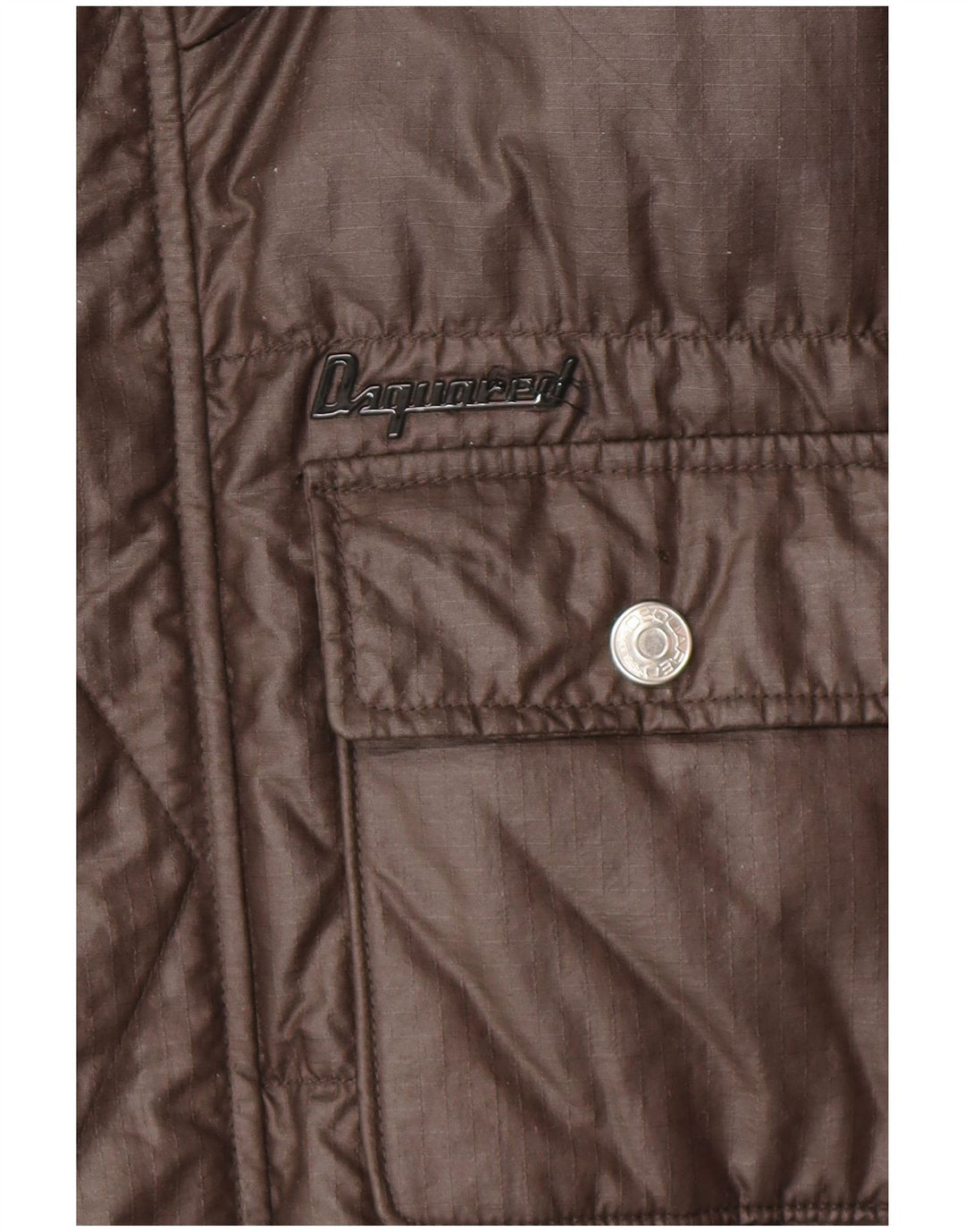 Dsquared Chaqueta acolchada con cremallera para hombre IT 48 Medium Brown Diseñador