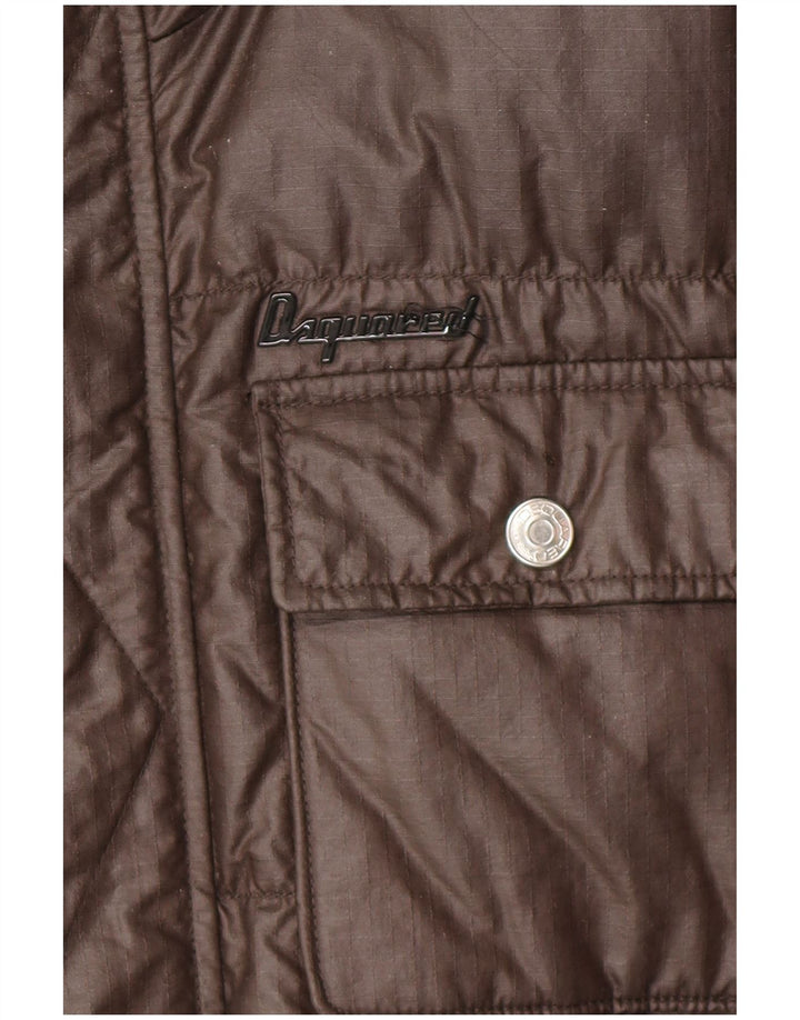 Dsquared Chaqueta acolchada con cremallera para hombre IT 48 Medium Brown Diseñador