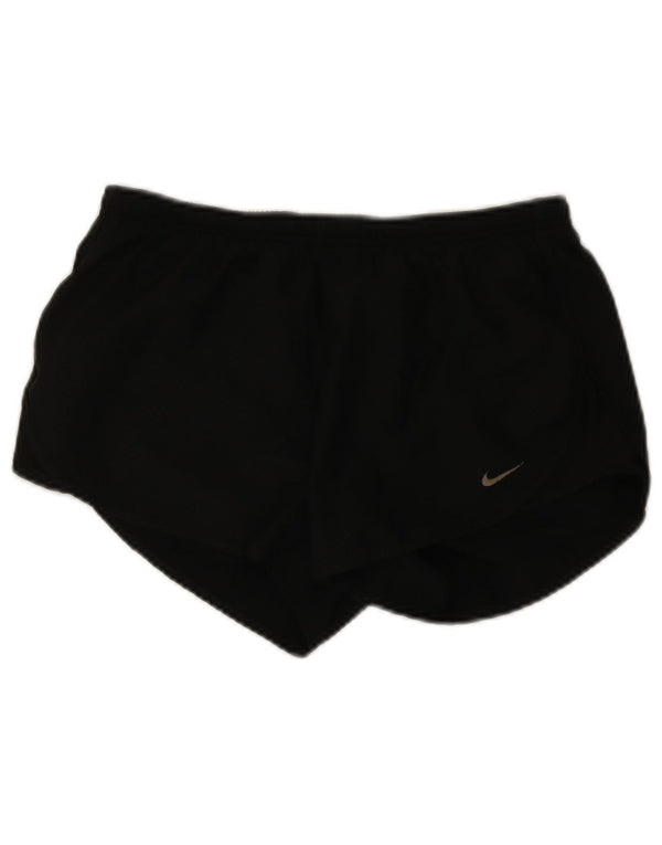 NIKE Womens Dri Fit Sport Shorts UK 14 Medium  Black Chevron