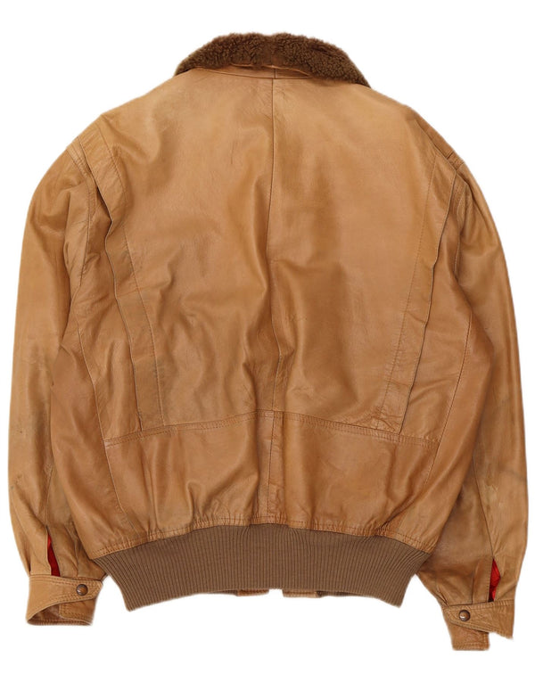 Maren Chaqueta de cuero para hombre IT 54 2XL Cuero color block beige