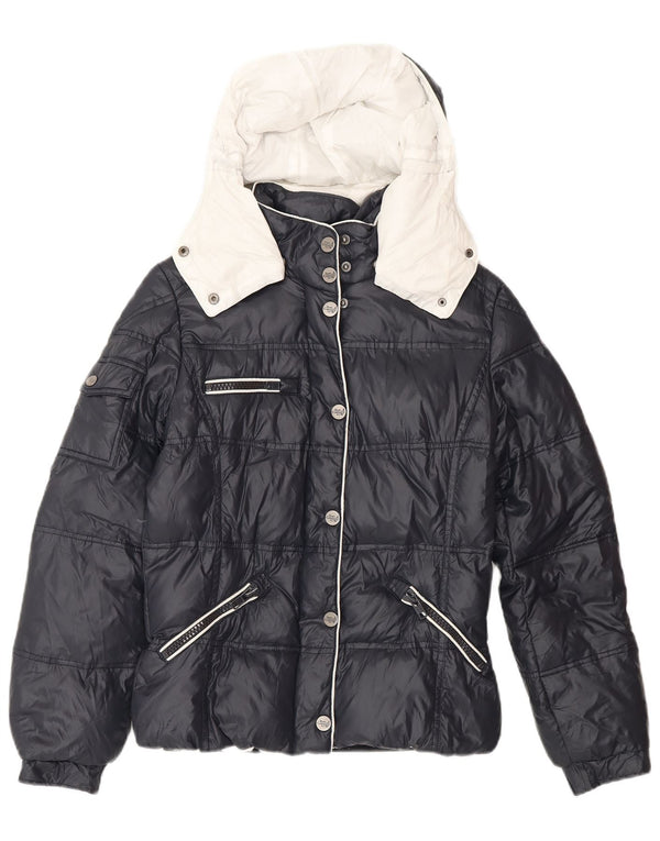 Best Company Chaqueta acolchada con capucha para mujer UK 40 Small Nylon azul marino