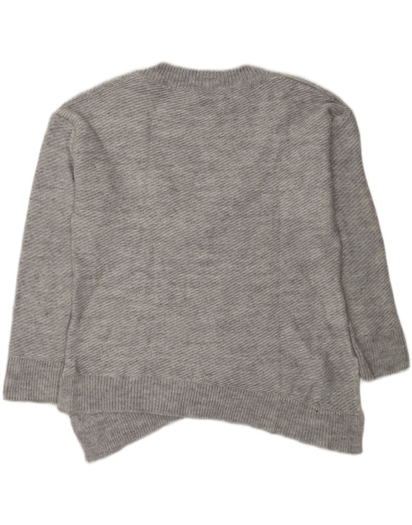 Zara Mujer Suéter Asimétrico De Gran Tamaño Con Cuello En V UK 10 Small Gris