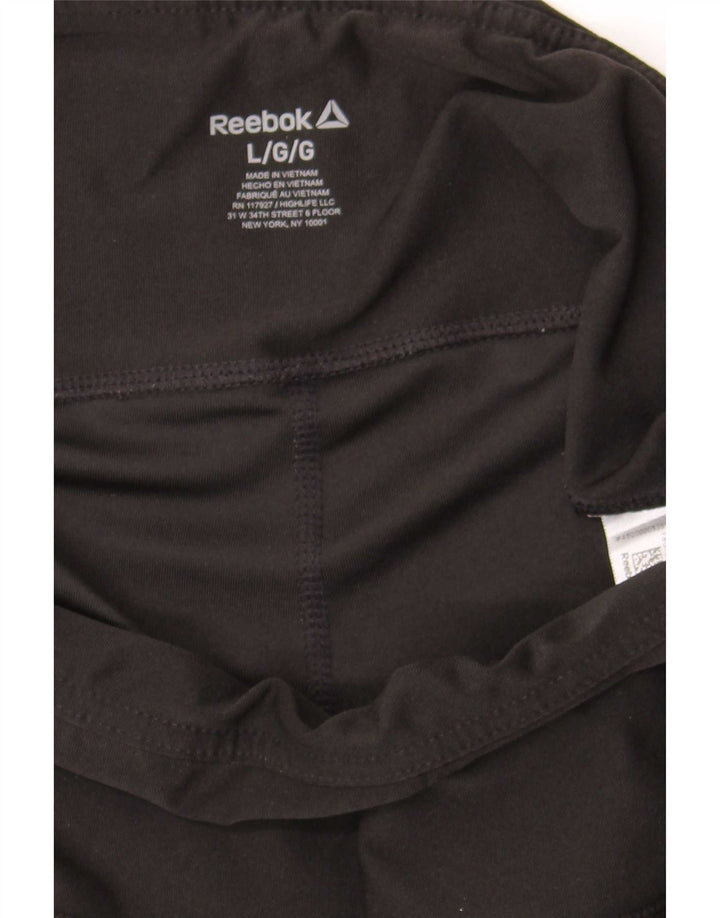 Reebok - Leggings capri gráficos para mujer, talla 40, color negro