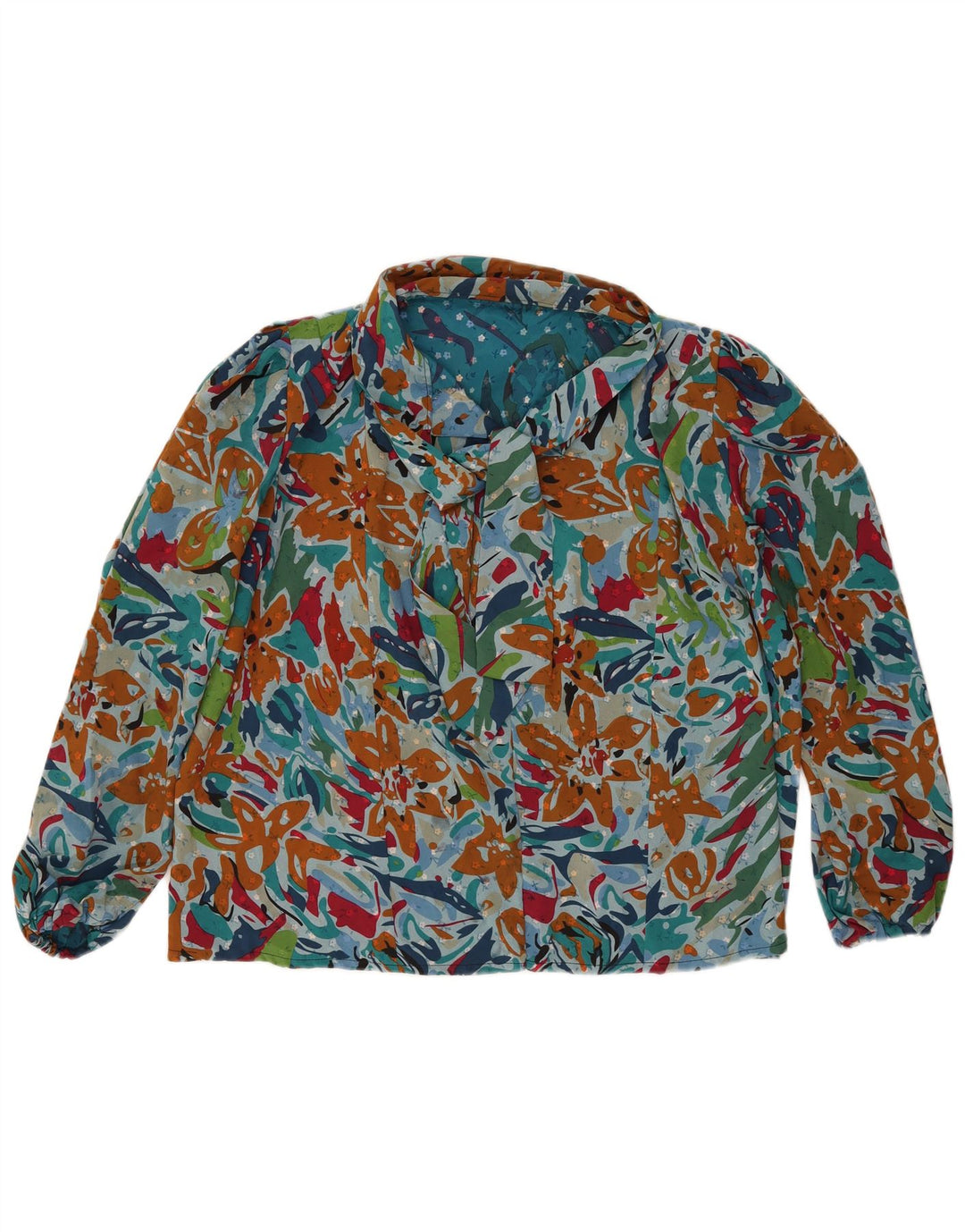 VINTAGE Mujer Front Tie Shirt Blusa UK 20 2XL Multicolor Floral