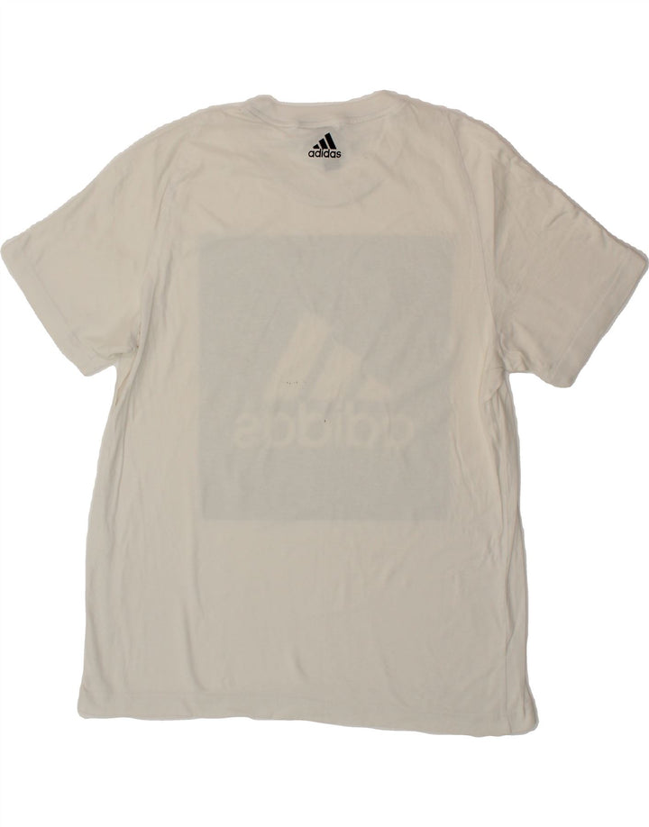 ADIDAS Mens Graphic T-Shirt Top Medium White Vintage Adidas and Second-Hand Adidas from Messina Hembry 