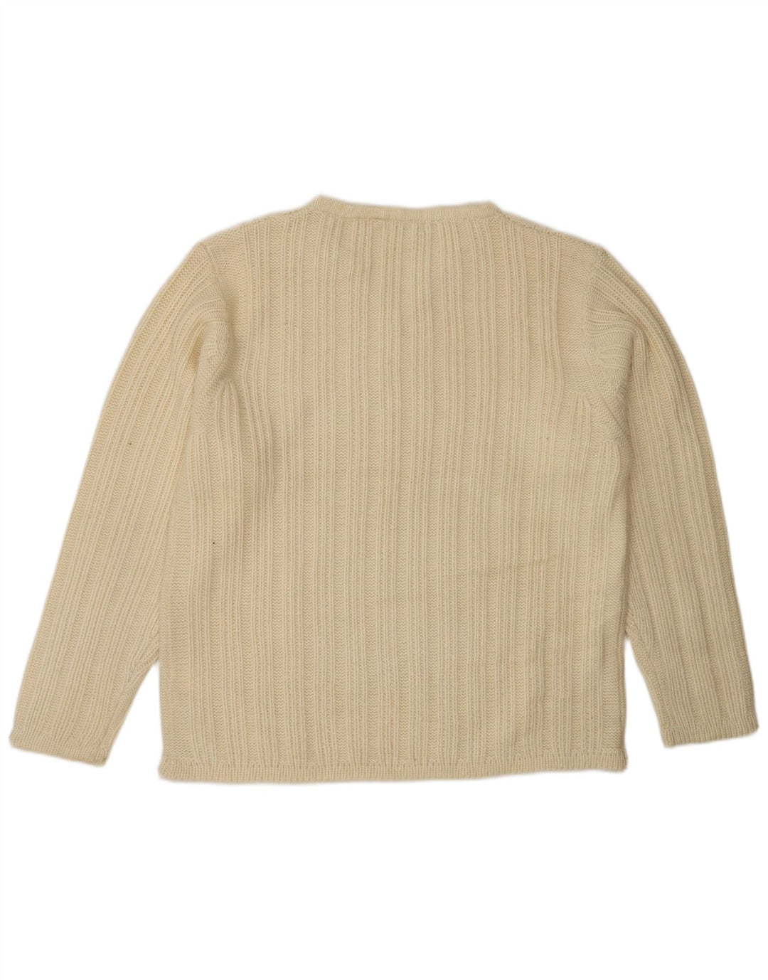 VINTAGE Hombres V-Cuello Jumper Suéter Grande De Lana Blanca