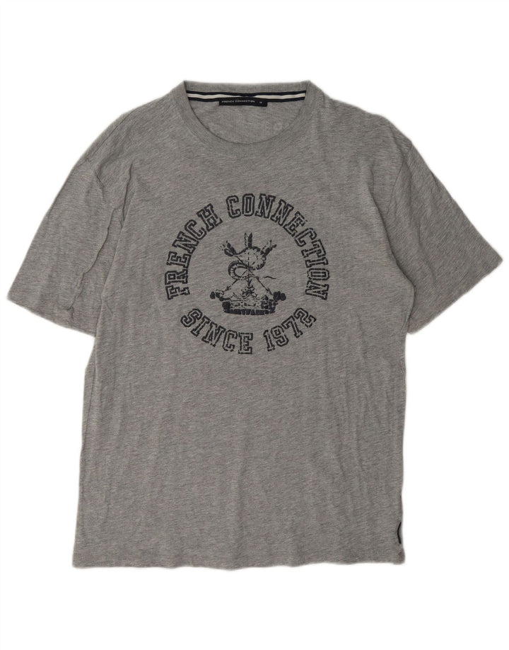 French Connection Camiseta gráfica para hombre Top de algodón moteado gris medio