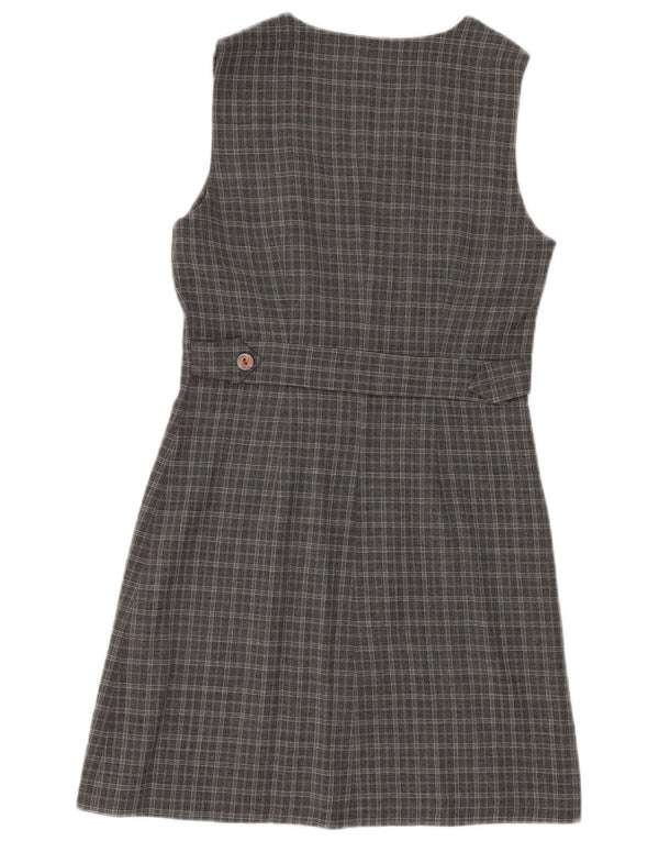 Vestido Camisero Sin Mangas Mujer Superior IT 42 Viscosa A Cuadros Gris Medio