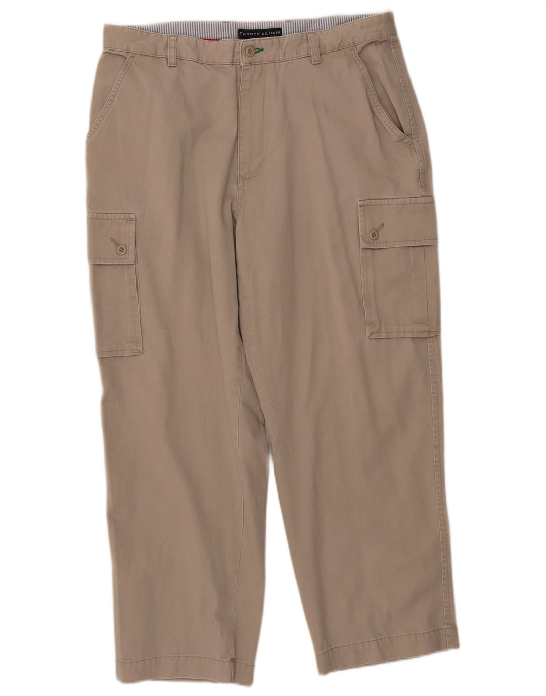 TOMMY HILFIGER Pantalones cargo rectos para hombre W36 L29 Algodón beige
