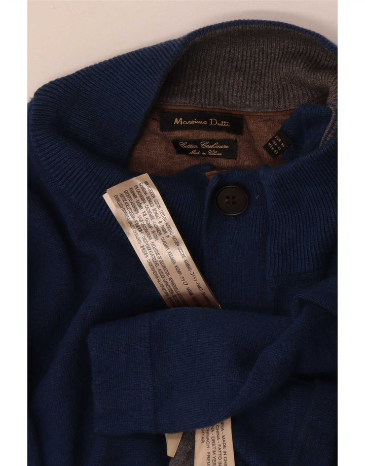 Massimo Dutti Jersey Cárdigan Hombre XL Azul Marino Algodón