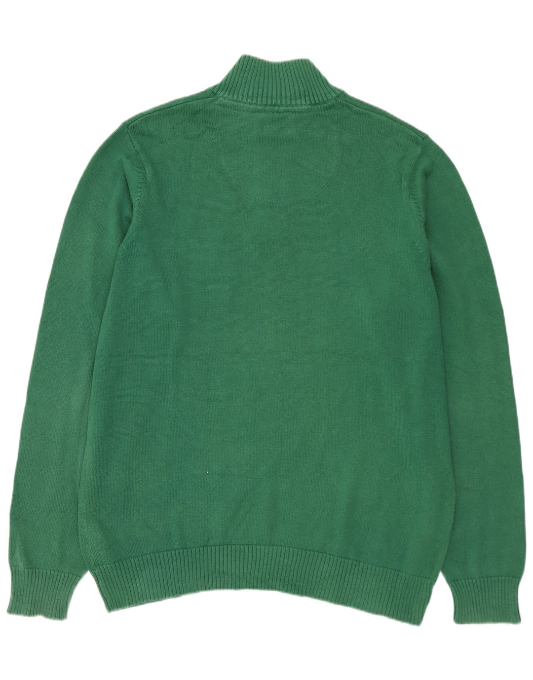MARKS & SPENCER Jersey con cuello y cremallera para hombre de algodón verde medio