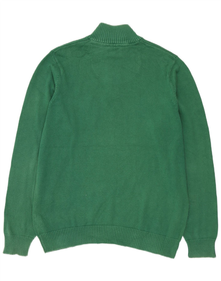 MARKS & SPENCER Jersey con cuello y cremallera para hombre de algodón verde medio