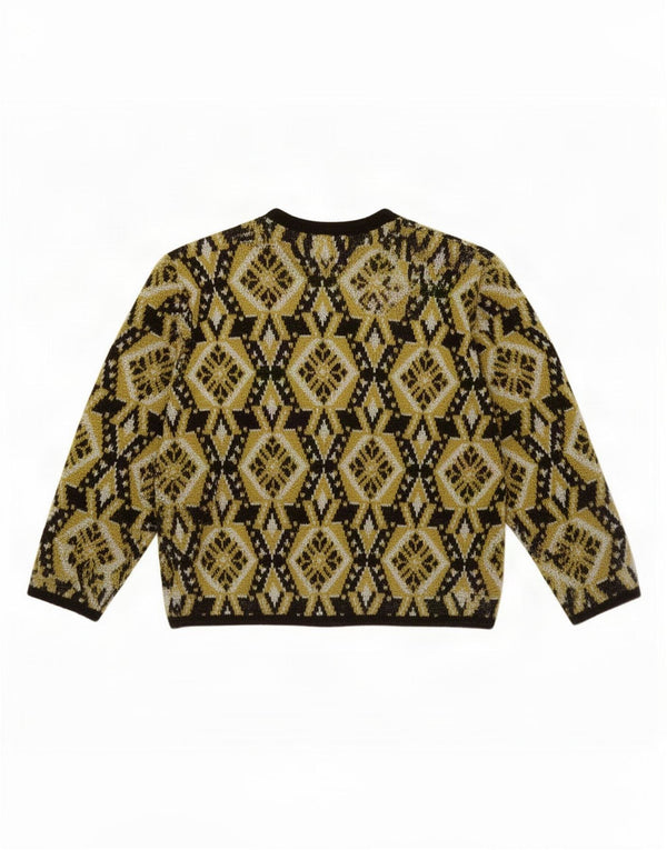 Vintage mujer Cardigan suéter IT 46 grande caqui geométrico