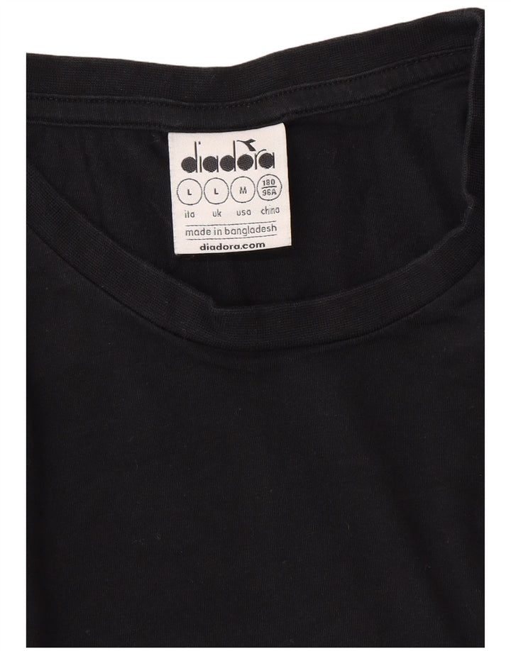 DIADORA Hombre Top Manga Larga Grande Negro
