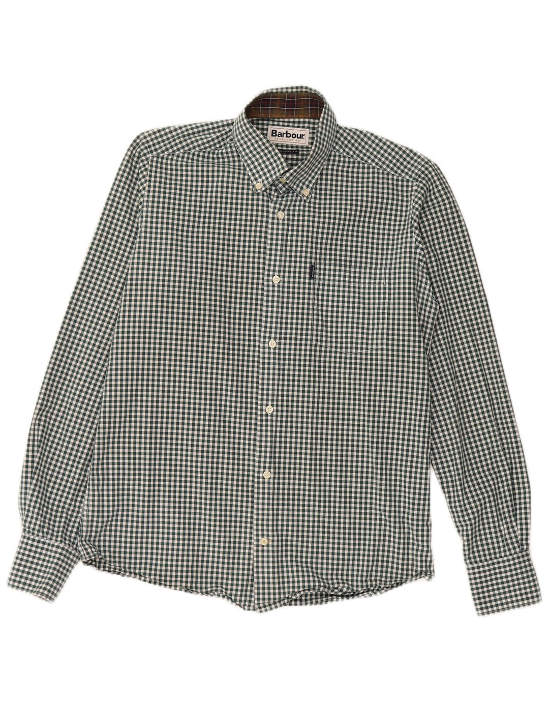 Barbour Camisa Entallada De Algodón A Cuadros Verde Pequeño Hombre