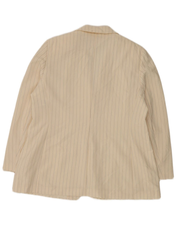 Marks & Spencer Chaqueta tipo blazer de 2 botones para mujer UK 20 2XL Blanco a rayas