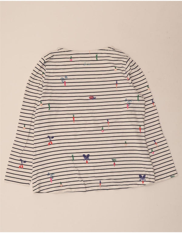 Joules Top Mujer Manga Larga UK 46 Grande Algodón A Rayas Blanco