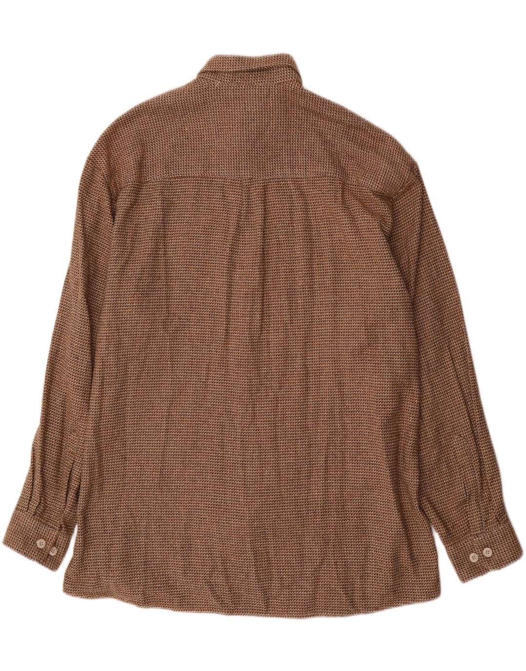 Camisa Vintage Hombre Talla 43 XL Algodón Pata de Gallo Marrón