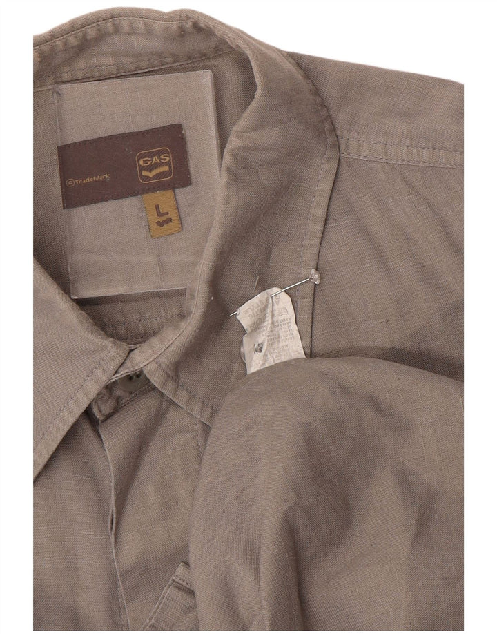 Camisa GAS Hombre Grande Gris Algodón