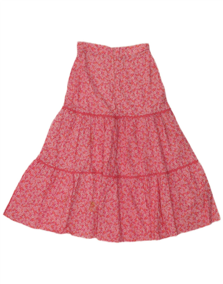 VINTAGE Falda acampanada para mujer EU 36 Pequeña W30 Algodón floral rosa
