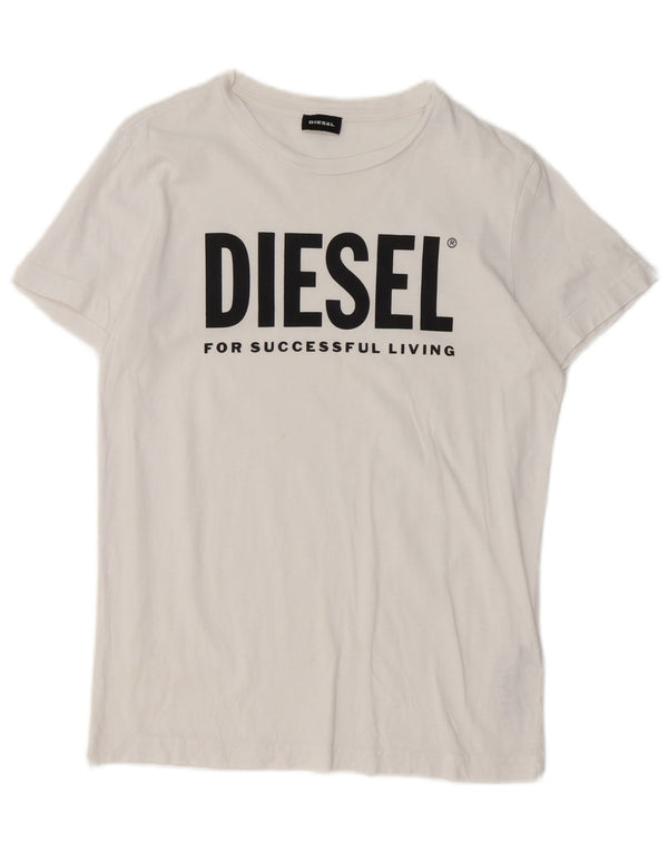 Diesel Hombre Camiseta Gráfica Top XS Algodón Blanco