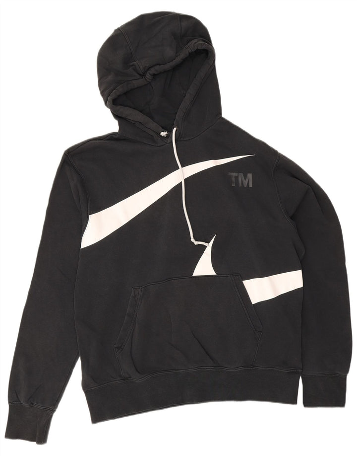 Nike Sudadera con capucha gráfica para hombre, jersey de algodón negro mediano