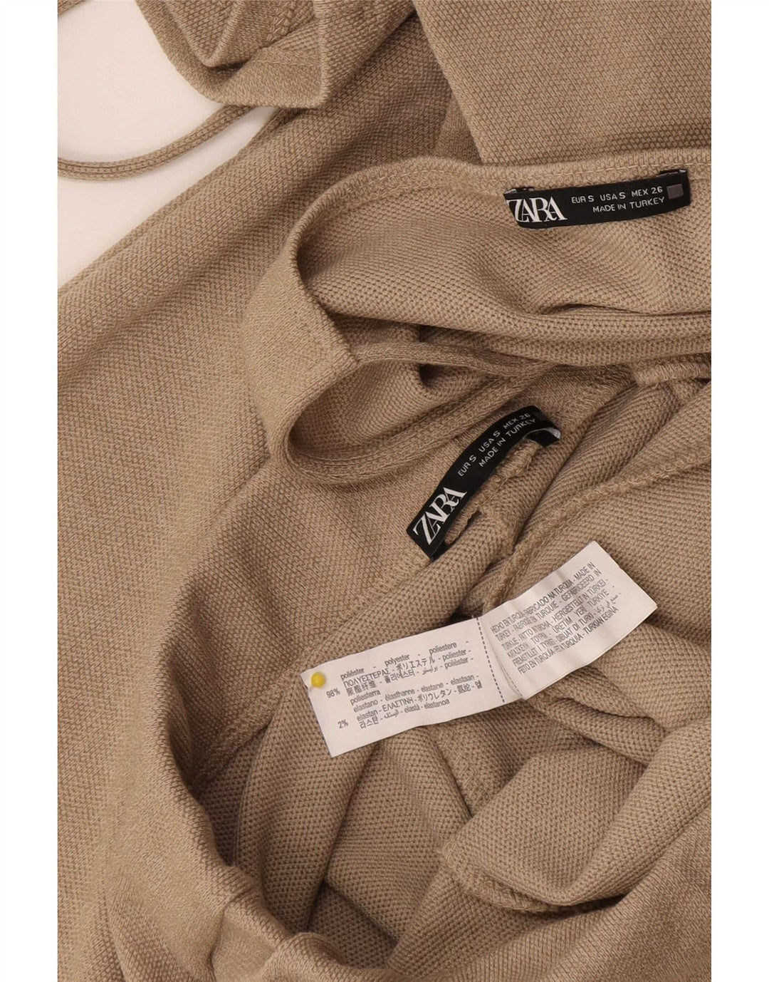Zara Mujer Conjunto De 2 Piezas UK 8 Small W28 L28 Poliéster Beige