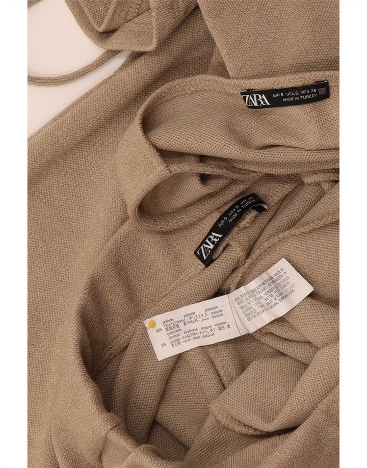 Zara Mujer Conjunto De 2 Piezas UK 8 Small W28 L28 Poliéster Beige