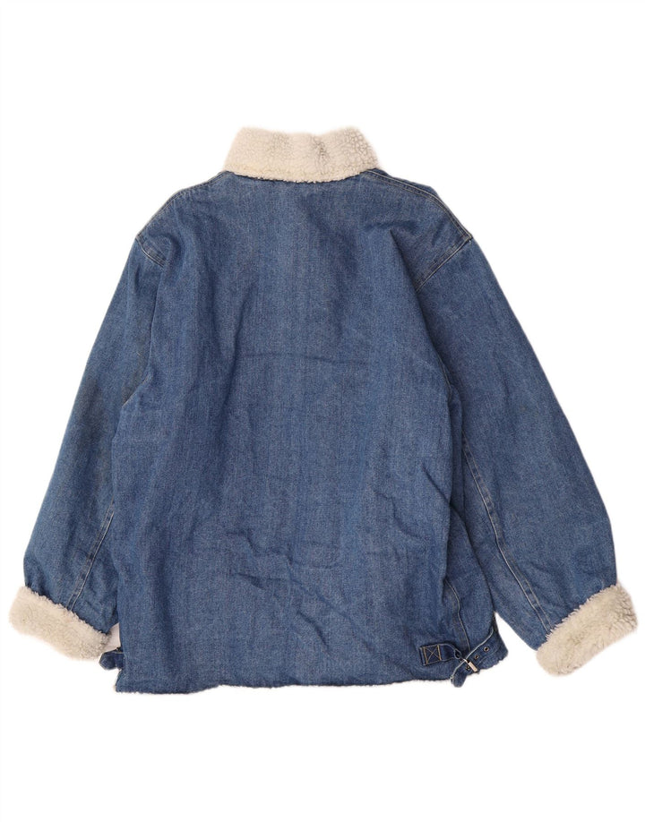 Vintage hombres Sherpa Denim chaqueta Reino Unido 38 algodón azul medio