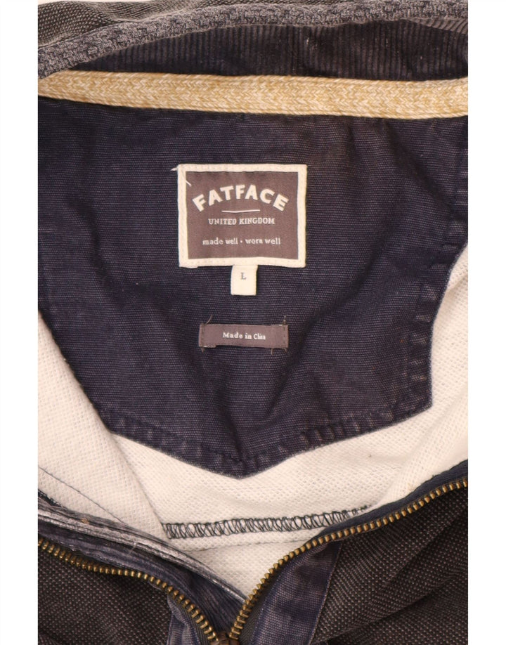 Sudadera con capucha y cuello con cremallera para hombre de Fat Face, jersey grande de algodón gris