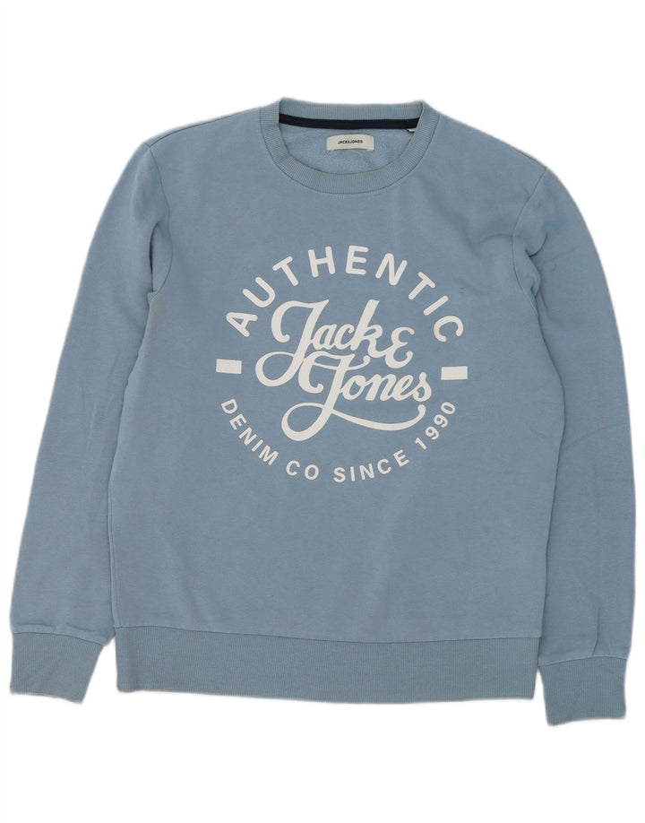 Jack & Jones Hombre Sudadera Gráfica Jumper Algodón Azul Medio