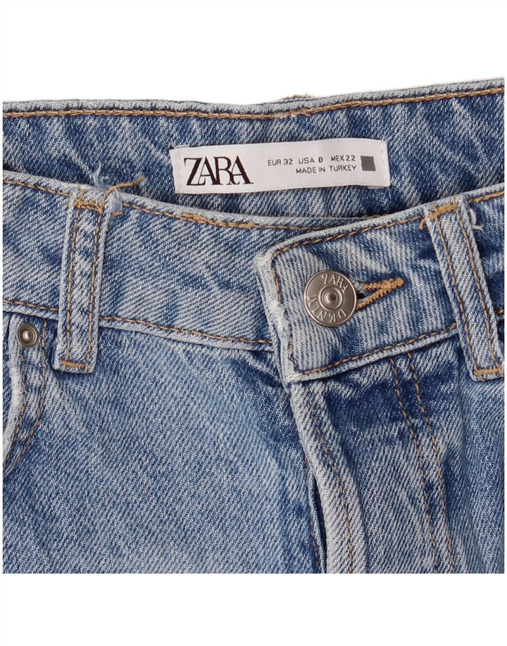 Zara Pantalones cortos de mezclilla desgastados de cintura alta para mujer EU 32 2XS W22 Azul