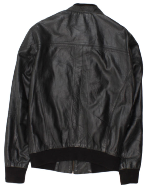 Vintage hombres chaqueta de cuero Reino Unido 36 pequeño cuero negro