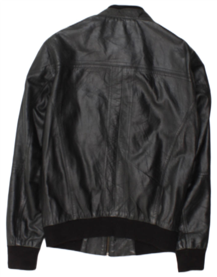 Vintage hombres chaqueta de cuero Reino Unido 36 pequeño cuero negro
