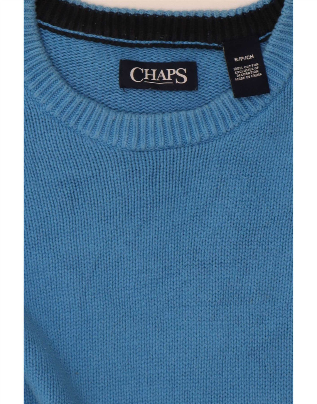 Chaps Hombre Cuello Barco Jersey Suéter Pequeño Algodón Azul