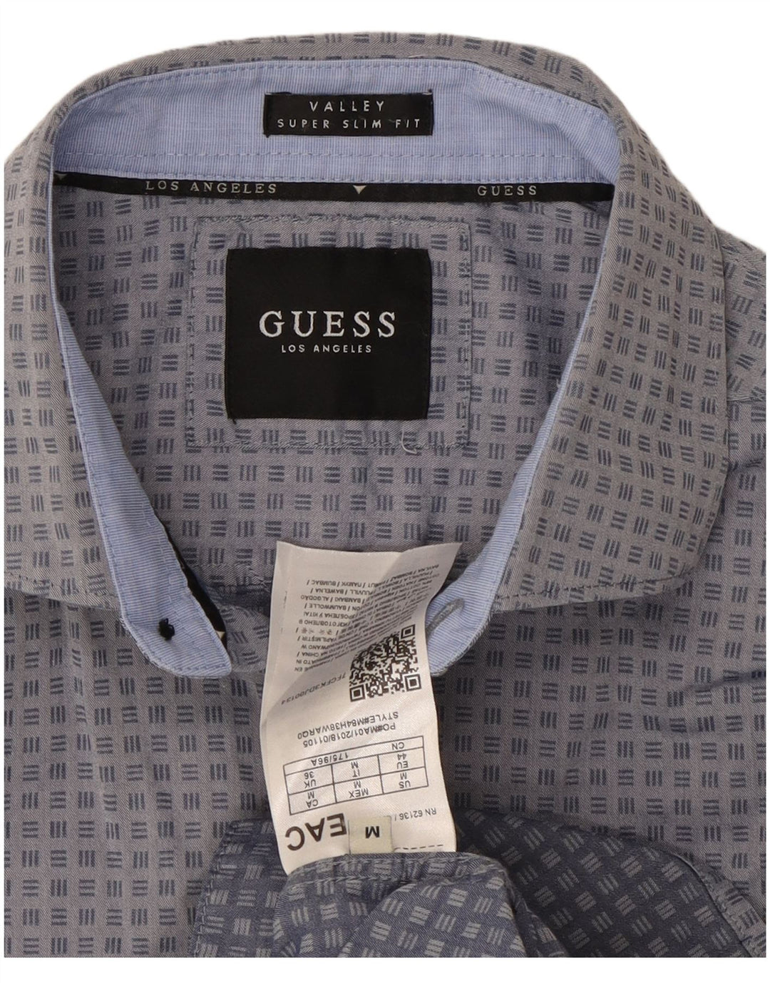 Guess Camisa Valley Super Slim Fit De Algodón Geométrico Gris Medio Hombre