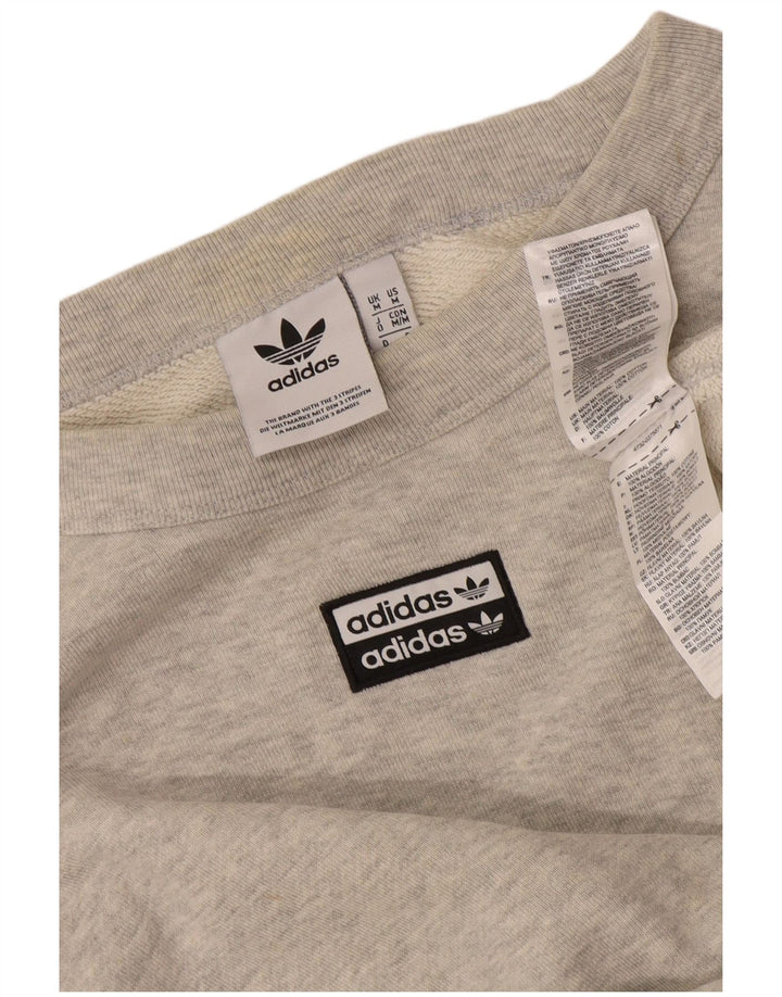 Adidas Hombre Loose Fit Sudadera Jumper Gris Medio Algodón Moteado