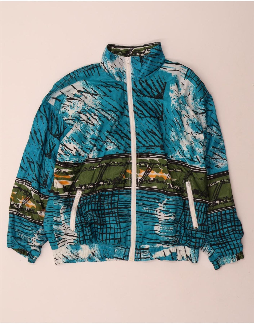 VINTAGE Chaqueta superior de chándal de gran tamaño para mujer Reino Unido 16 Azul grande