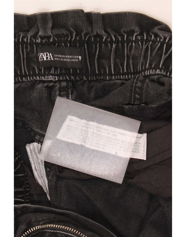 Zara Womens High Waist Loose Jeans XS W24 L28 Black Cotton