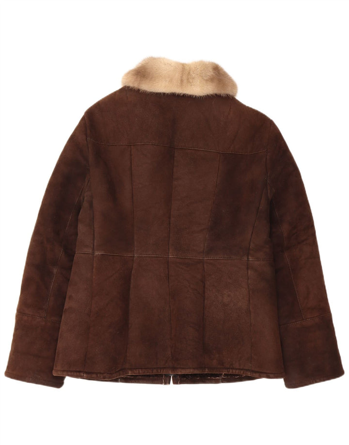 Vintage mujer shearling chaqueta Reino Unido 14 marrón medio