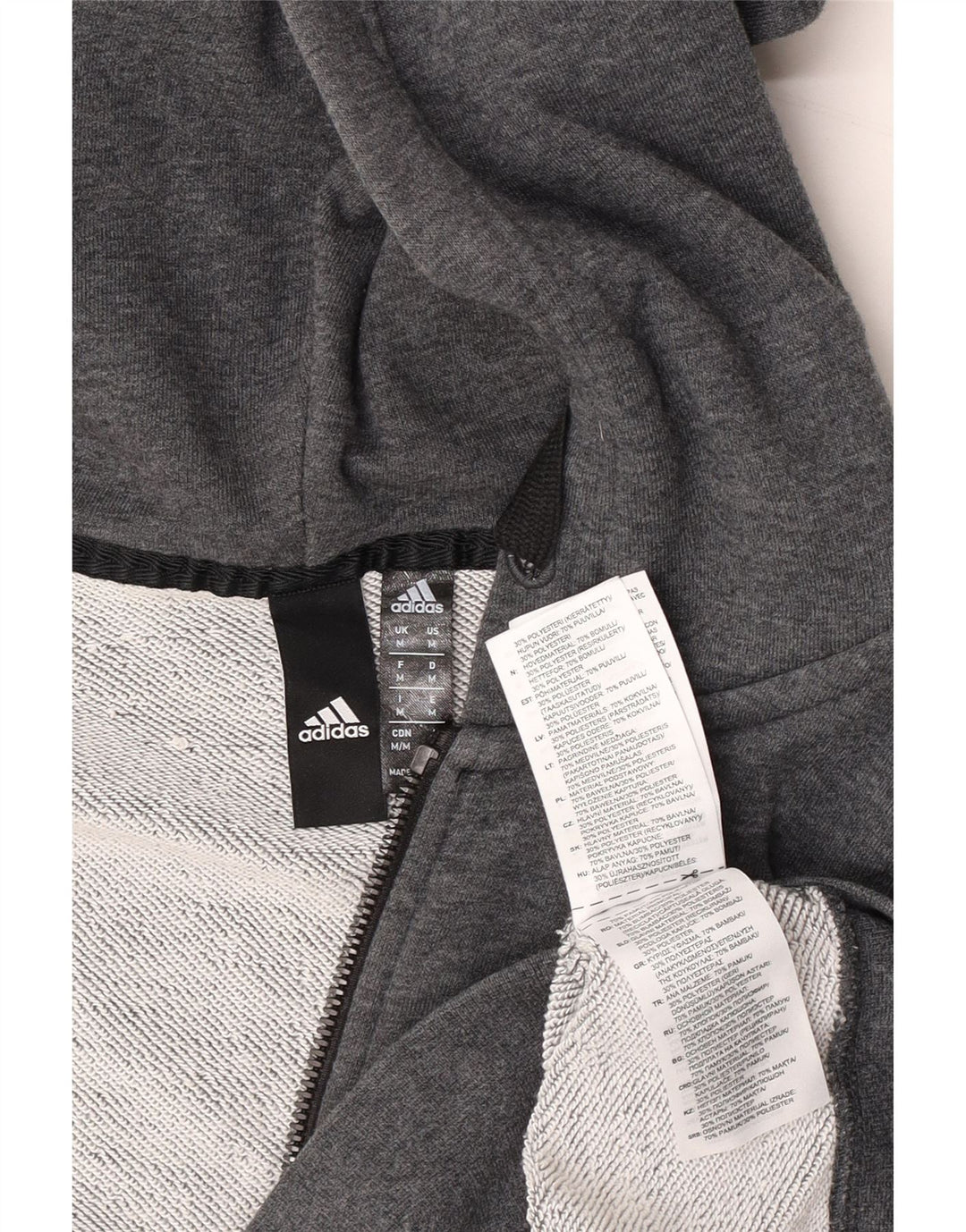 Adidas Hombre Graphic Zip Sudadera Con Capucha Suéter Gris Medio Algodón